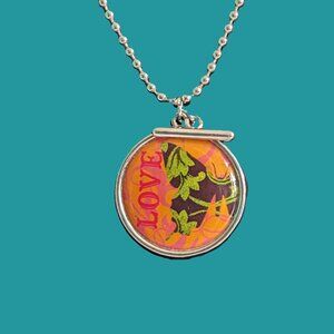 Vintage 2000's Butterfly Love and Faith Double Sided Necklace Preowned